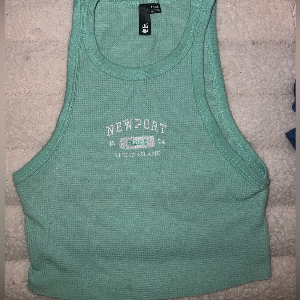 Green high neck crop top